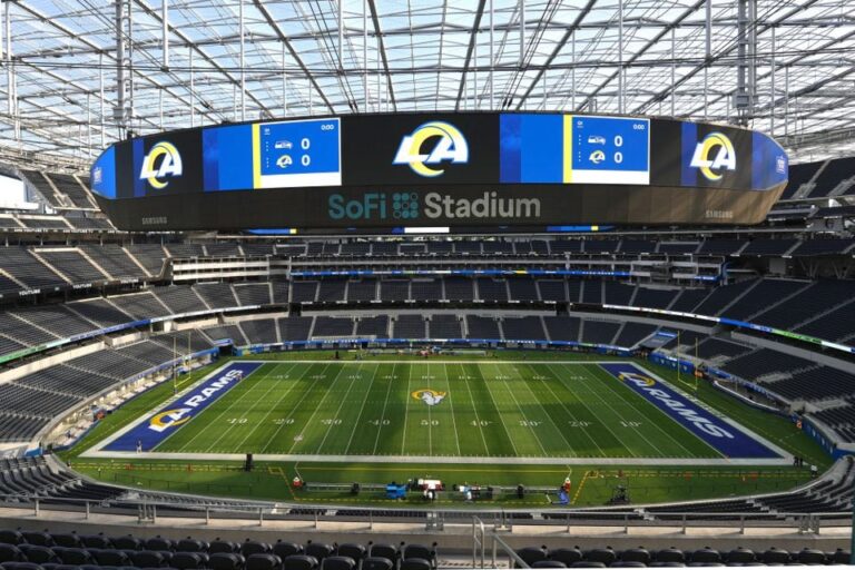 Nov 19, 2023; Inglewood, California, USA; A general overall view of an empty SoFi Stadium prior to the game between the Los Angeles Rams and the Seattle Seahawks. Mandatory Credit: Kirby Lee-USA TODAY Sports